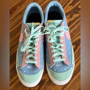 Men’s Custom Nike Pastel Low-Top Sneakers in Mint, Pink & Powder Blue (Easter)